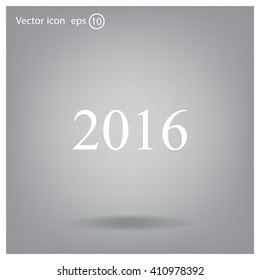 Happy new year 2016 - black vector icon 