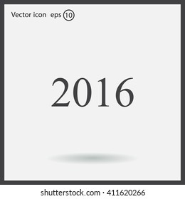 Happy new year 2016 - black vector icon 