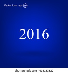 Happy new year 2016 - black vector icon 