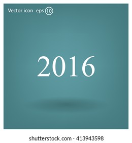 Happy new year 2016 - black vector icon 