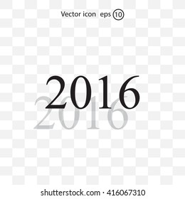 Happy new year 2016 - black vector icon 