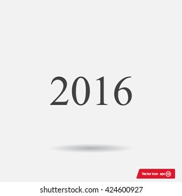 Happy new year 2016 - black vector icon 