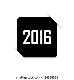 Happy new year 2016 -  black vector icon