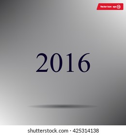 Happy new year 2016 - black vector icon 