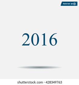 Happy new year 2016 - black vector icon 