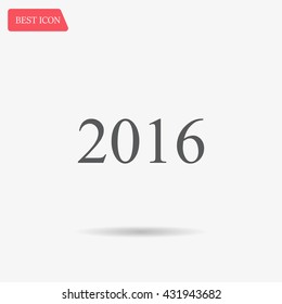 Happy new year 2016 - black vector icon 
