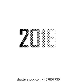 Happy new year 2016 - black vector icon;  halftone illustration