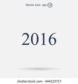 Happy new year 2016 - black vector icon 