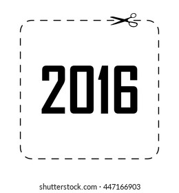 Happy new year 2016  - black vector icon