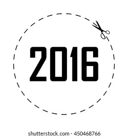 Happy new year 2016  - black vector icon