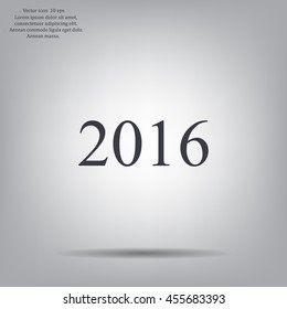 Happy new year 2016 - black vector icon 