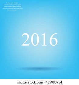 Happy new year 2016 - black vector icon 