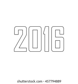 Happy new year 2016  - black vector icon