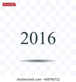 Happy new year 2016 - black vector icon 