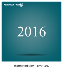 Happy new year 2016 - black vector icon 