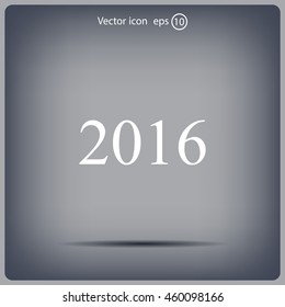 Happy new year 2016 - black vector icon 