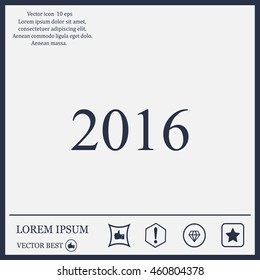 Happy new year 2016 - black vector icon 