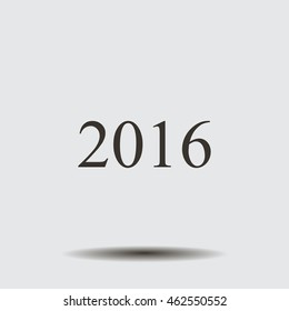 Happy new year 2016 - black vector icon 