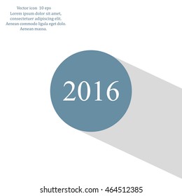 Happy new year 2016 - black vector icon 