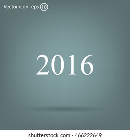 Happy new year 2016 - black vector icon 