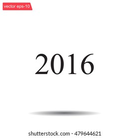 Happy new year 2016 - black vector icon 