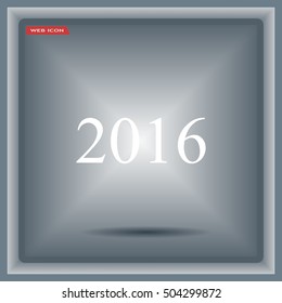 Happy new year 2016 - black vector icon 