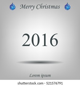 Happy new year 2016 - black vector icon 