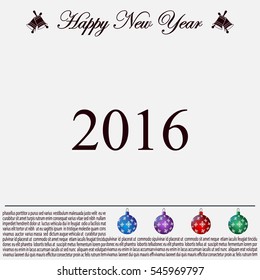 Happy new year 2016 - black vector icon 