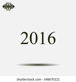 Happy new year 2016 - black vector icon 