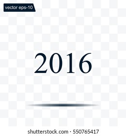 Happy new year 2016 - black vector icon 