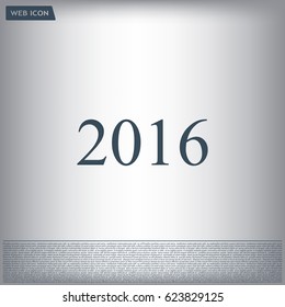 Happy new year 2016 - black vector icon 