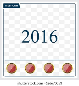 Happy new year 2016 - black vector icon 