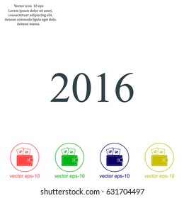 Happy new year 2016 - black vector icon 