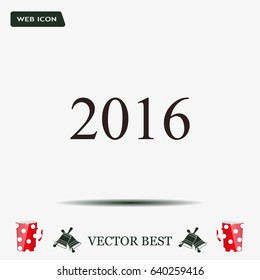 Happy new year 2016 - black vector icon 