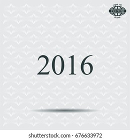Happy new year 2016 - black vector icon 