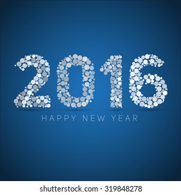 Happy new year 2016. blue and white dots design. Vector simple style illustration 