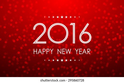 happy new year 2016 in bokeh and lens flare pattern red background (vector) 