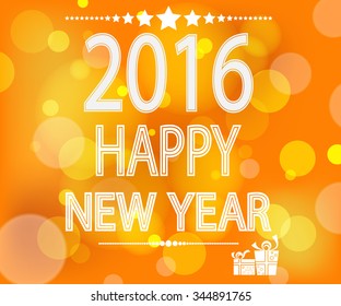 happy new year 2016 with bokeh and red background