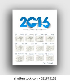 Happy new year 2016 calendar design.