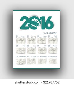 Happy new year 2016 calendar design.