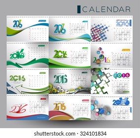 Happy new year 2016 calendar design.