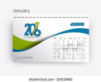 Happy new year 2016 calendar design.