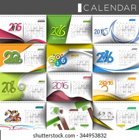 Happy new year 2016 calendar design.