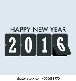 Happy new year 2016 card. Mechanical timetable in movement