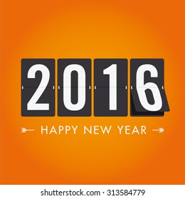 Happy new year 2016 card, balloons font, editable vector design