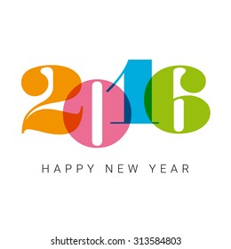 Happy new year 2016 card, numbers font, editable vector design