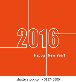 Happy new year 2016. Card. Wallpaper. Graphic. Vector illustration. 