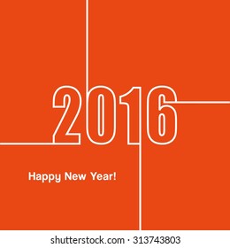 Happy new year 2016. Card. Wallpaper. Graphic. Vector illustration. 