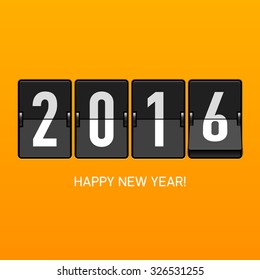 Happy New Year 2016 card, split flap display. Vector.