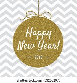 Happy New Year 2016 card with gold detail